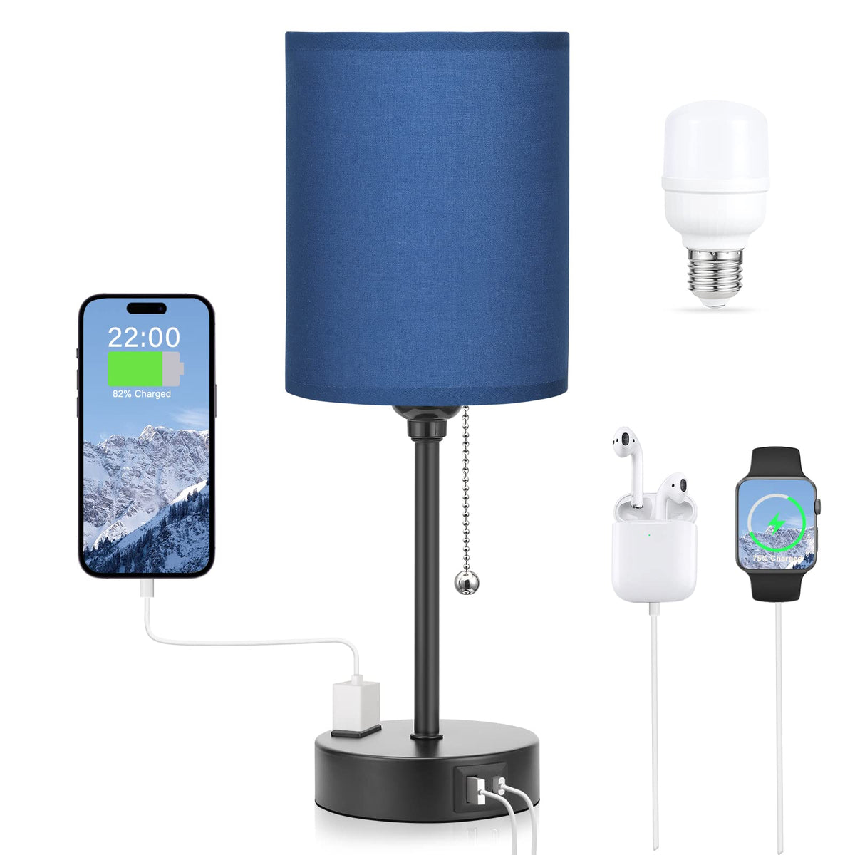 Dicoool blue table lamp showing 3 color temperatures for ambience
