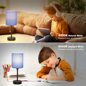 Dicoool blue table lamp in room ambience showing practical nightstand lighting