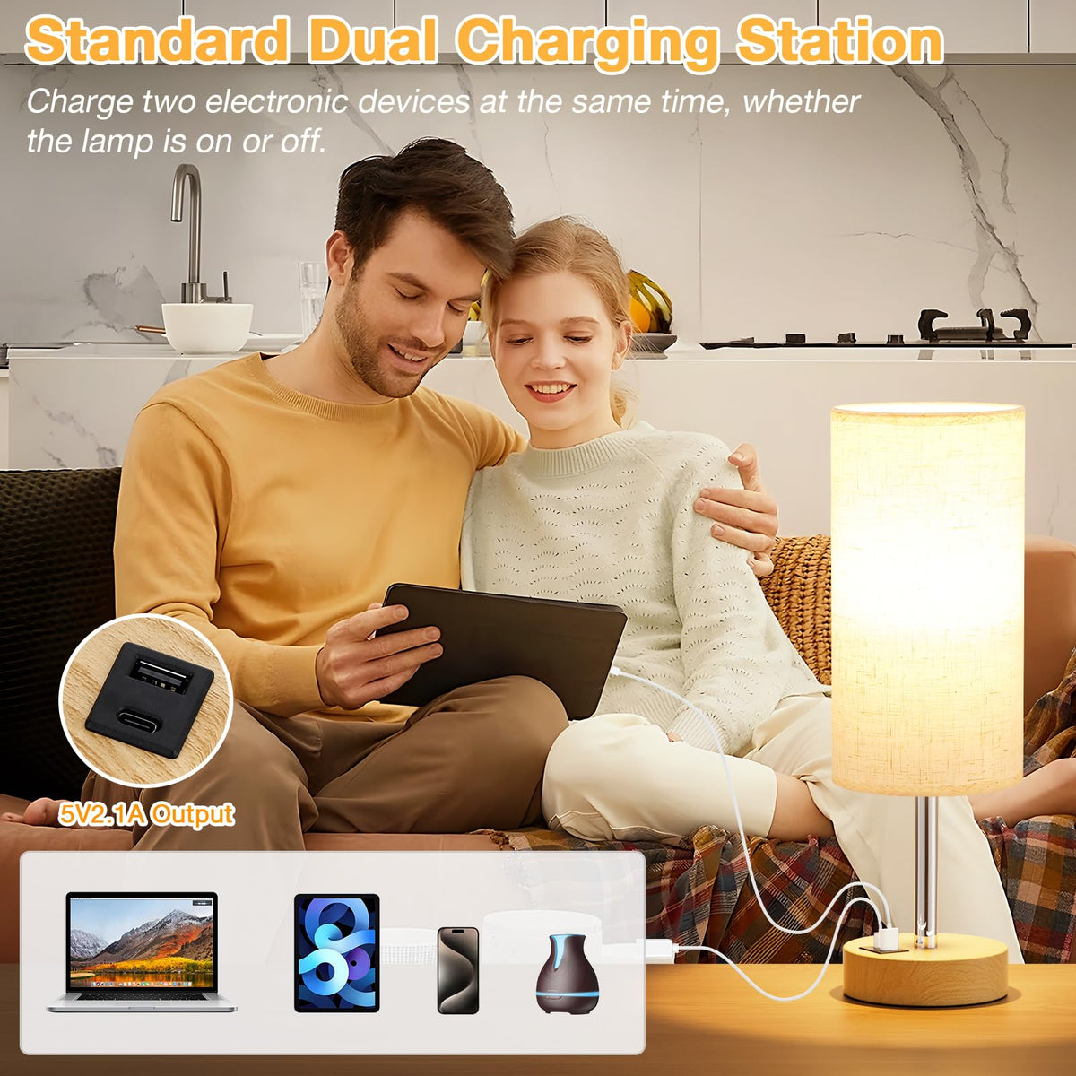 Dicoool 3-way dimmable bedside lamps for reading and mood lighting