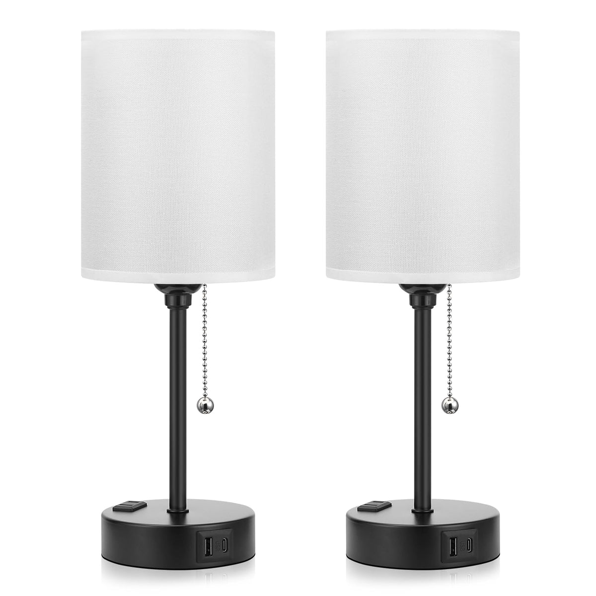 Dicoool bedside lamp pull-chain control for easy fingertip operation