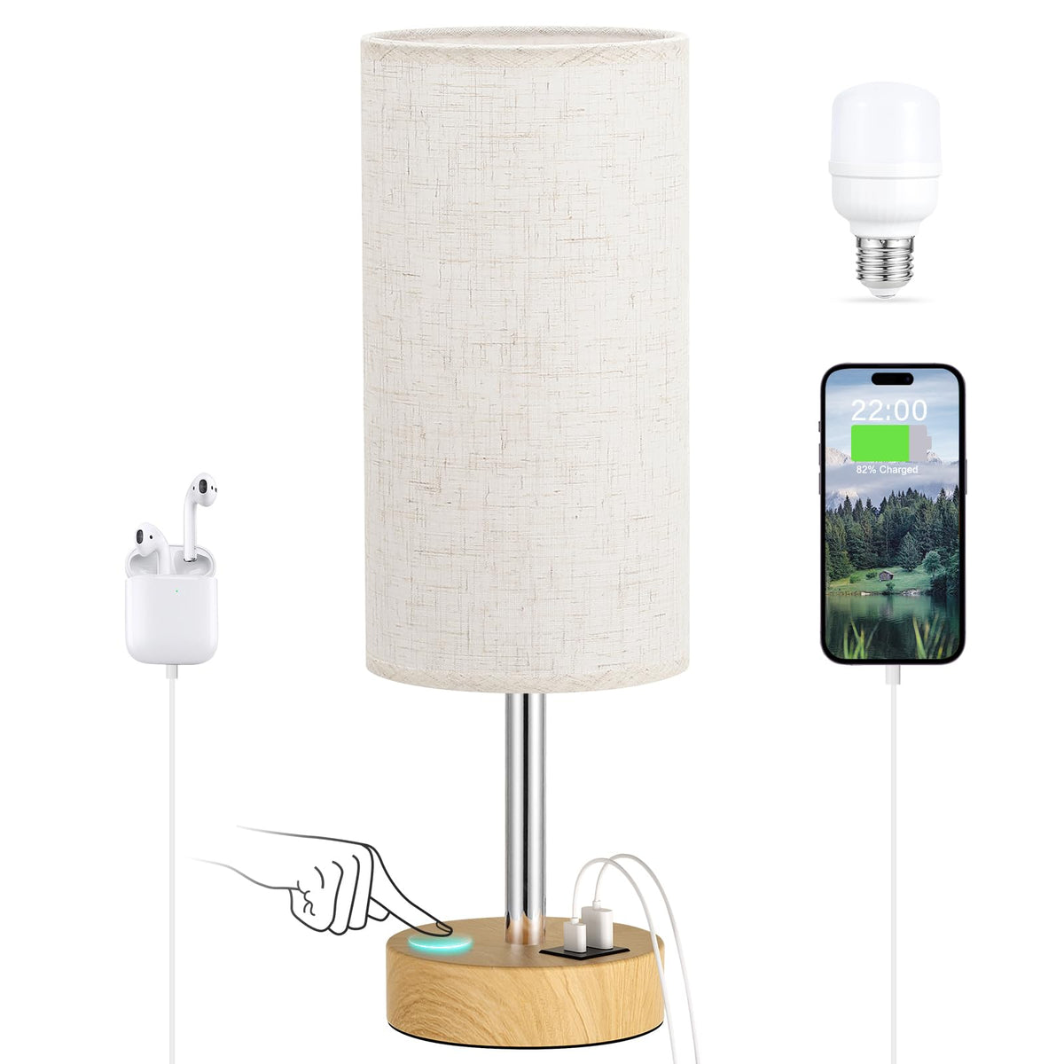Dicoool cozy nightstand lamp with soft glow for bedrooms