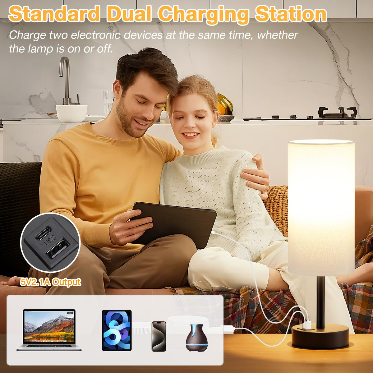 Dicoool energy-efficient 6W LED bulb included with the lamp.