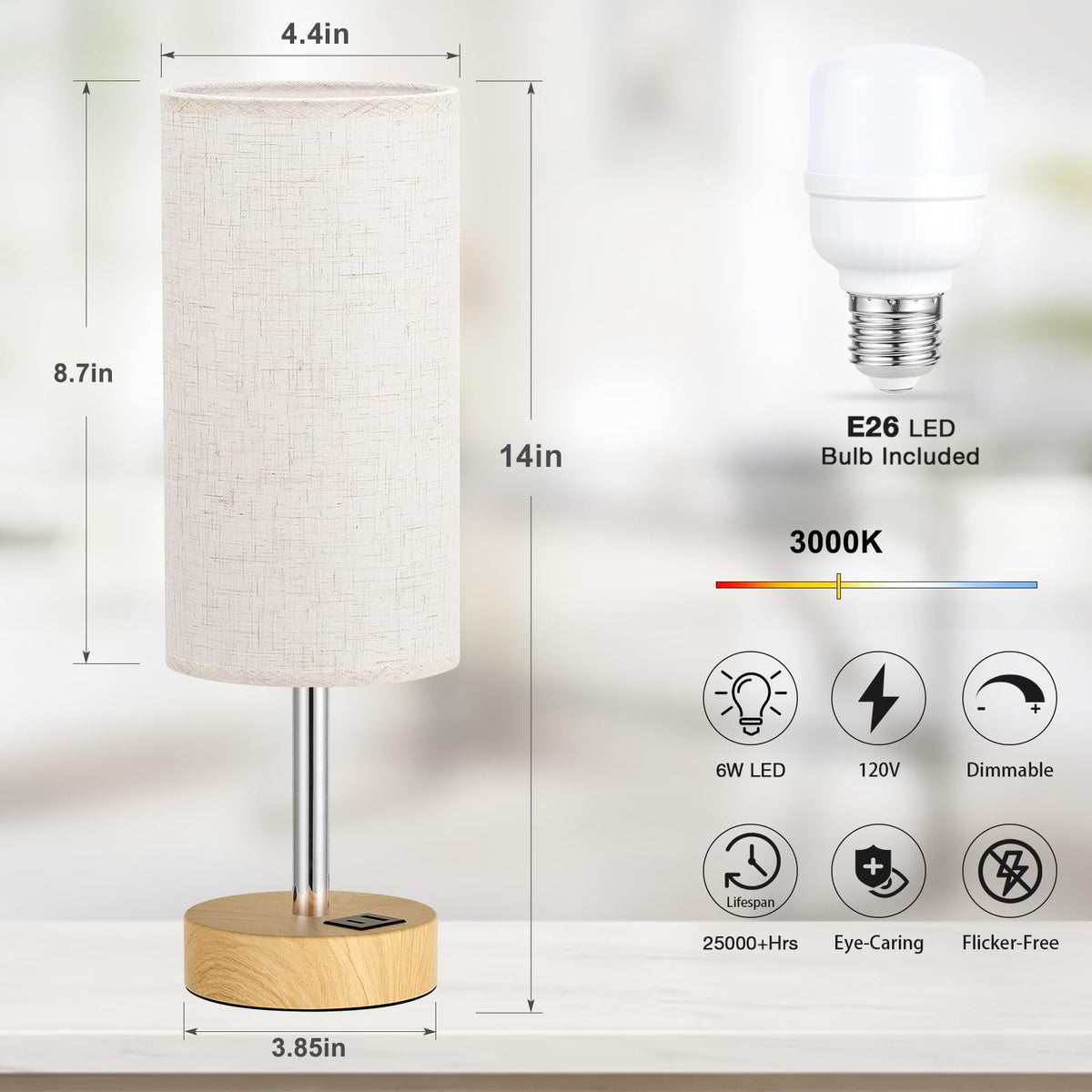 Dicoool 6W LED bulb included, energy efficient and long-lasting
