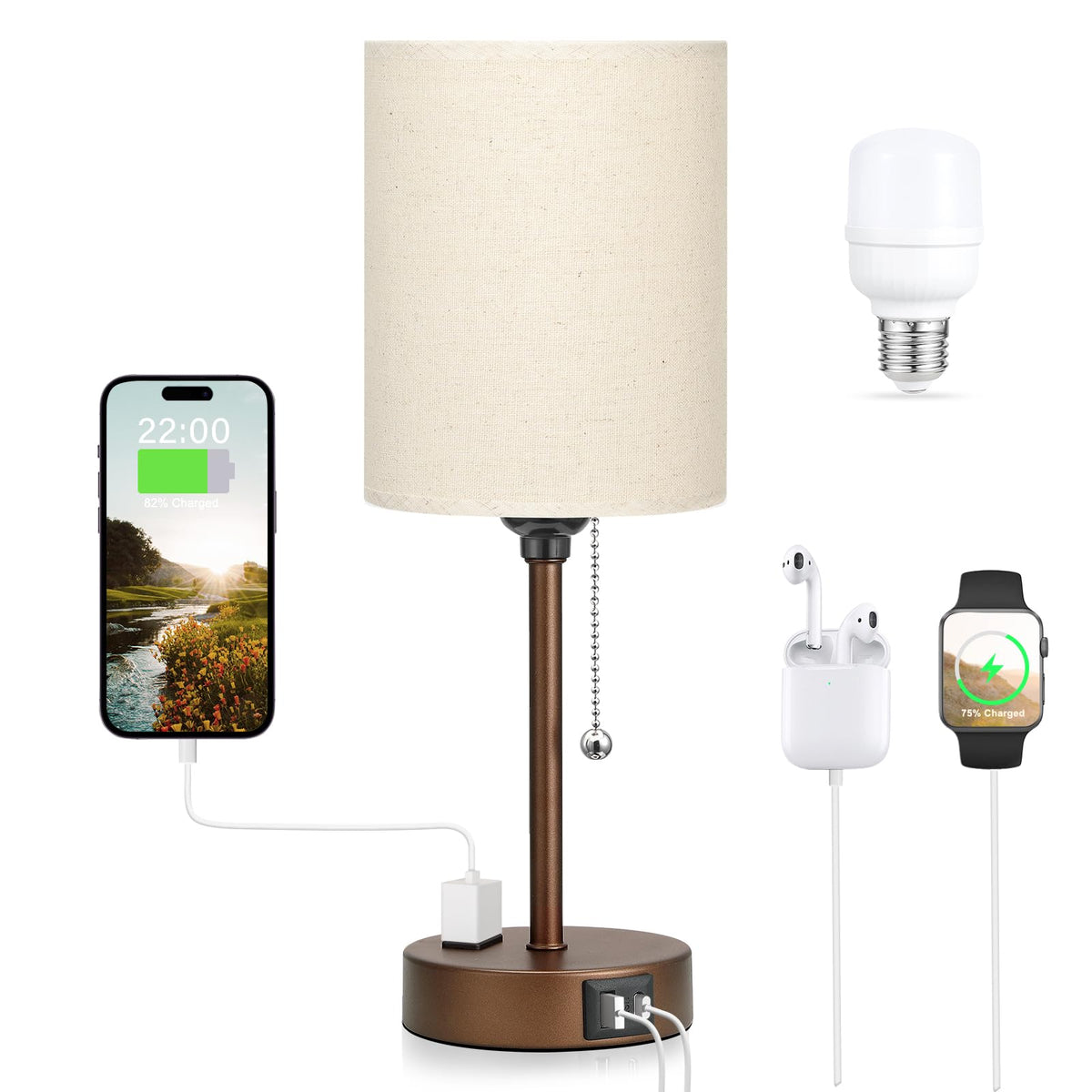 Dicoool small bedside lamp with pull chain offering ambience and task lighting.
