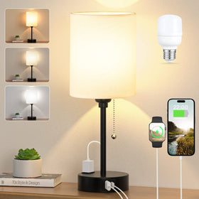Dicoool small bedside lamp with white shade for warm ambient lighting