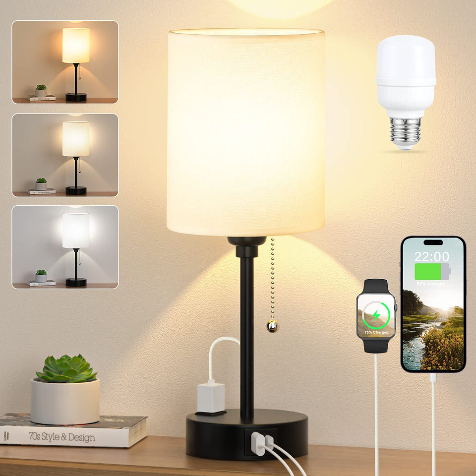 Dicoool small bedside lamp with white shade for warm ambient lighting