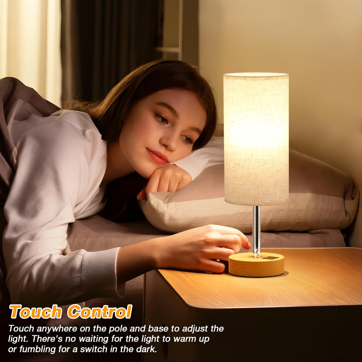 Dicoool soft-glow nightstand lamps create a cozy ambiance