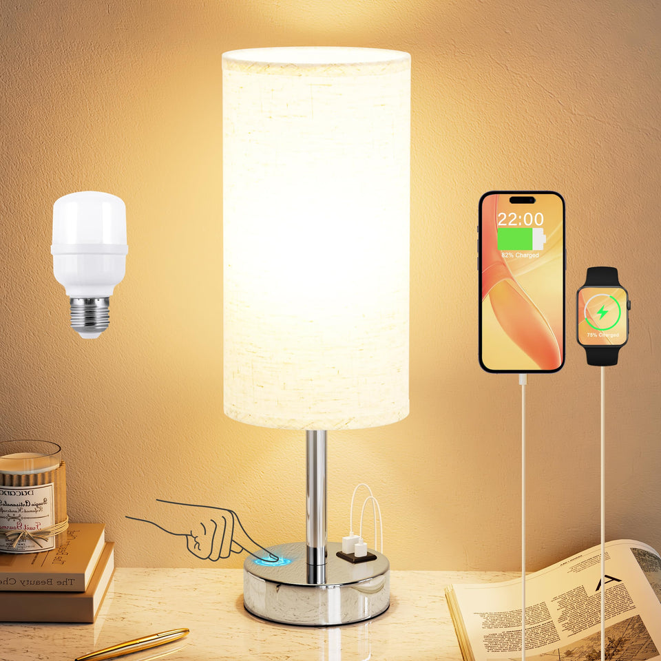 Dicoool touch table lamp base with USB ports for bedside charging