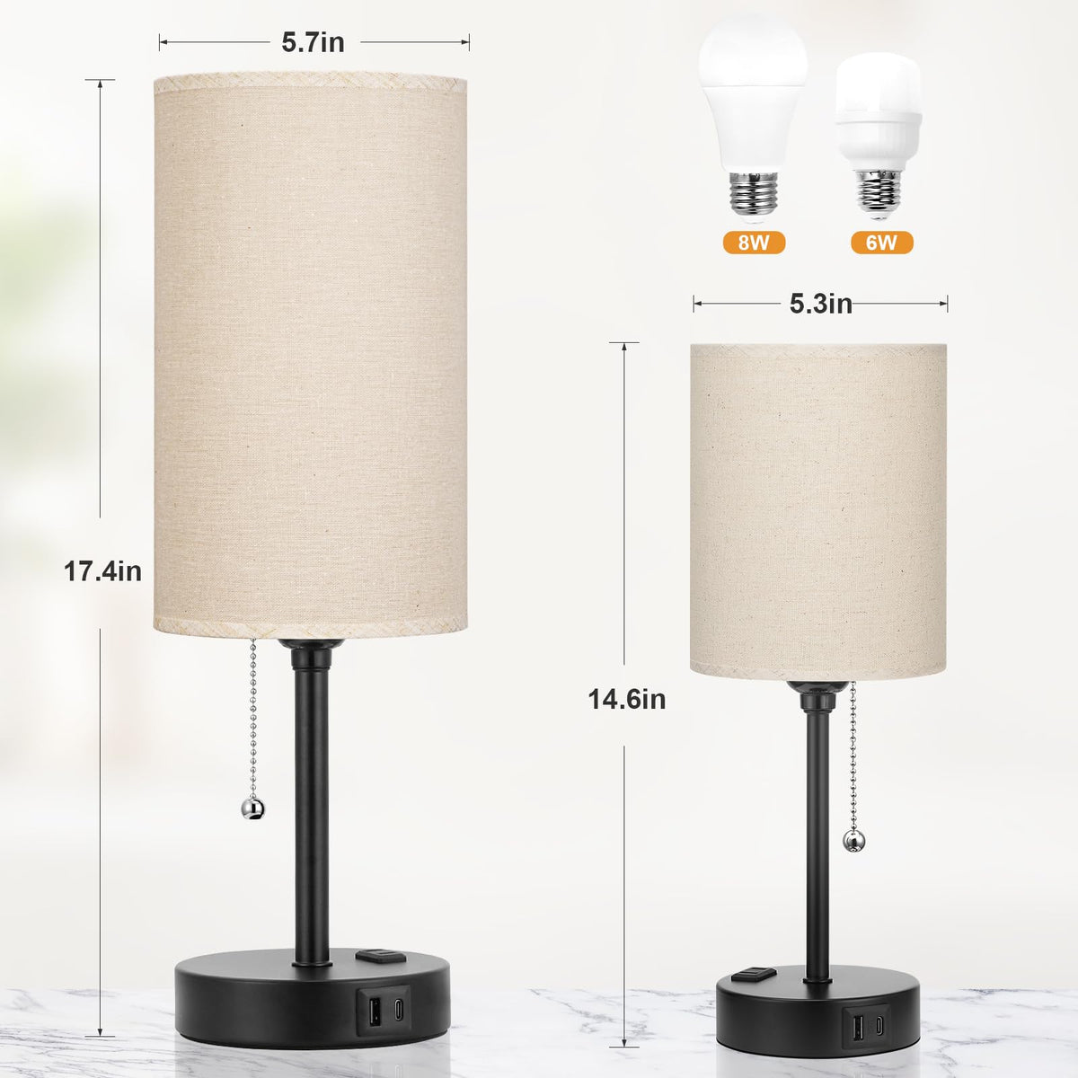 Dicoool lamp with white linen shade and black base in modern décor