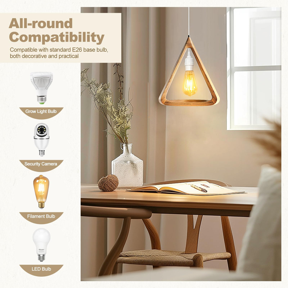 DiCUNO 13ft cord offers versatile placement for chandeliers and lamps