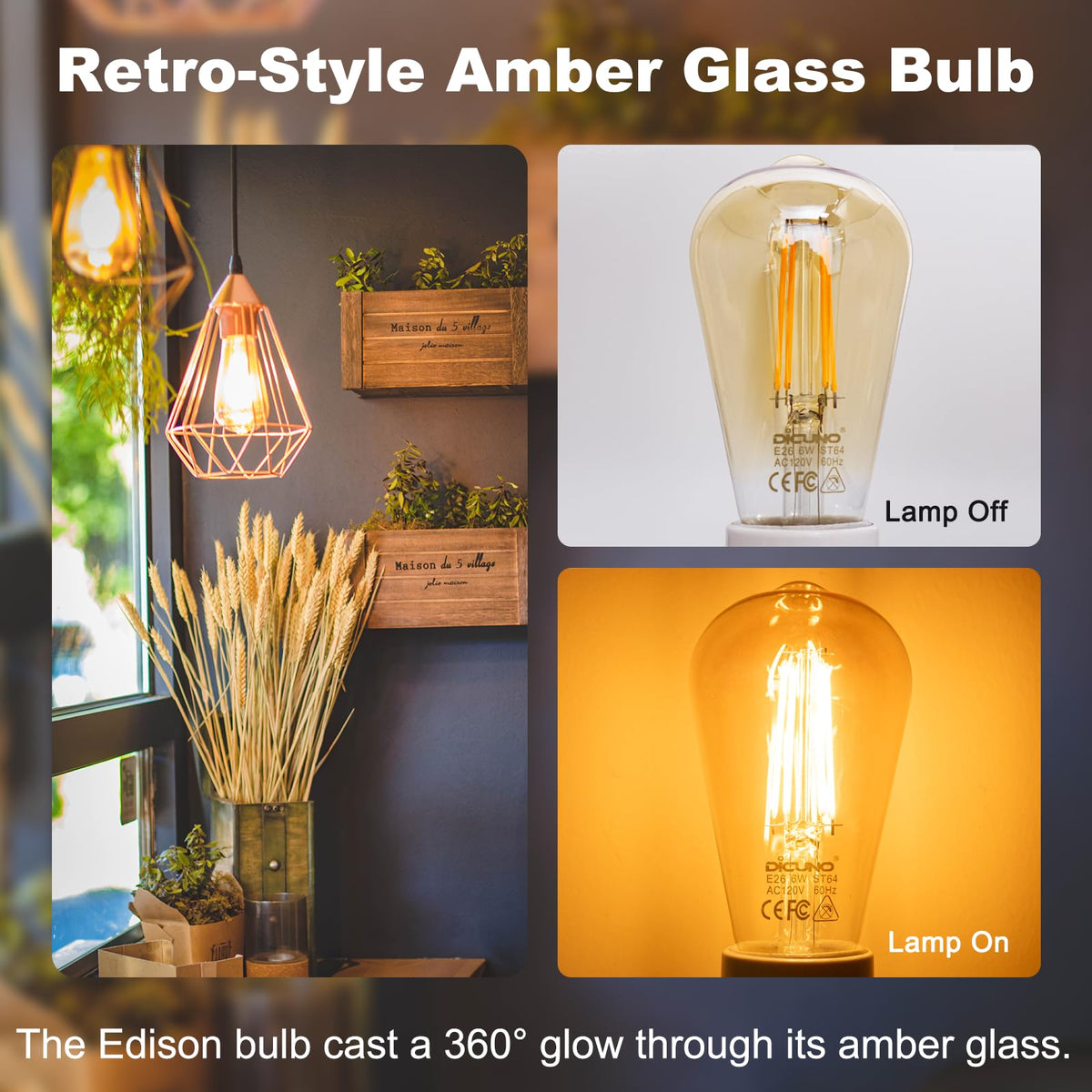 DiCUNO 60W-equivalent LED Edison boosts energy efficiency while maintaining classic look