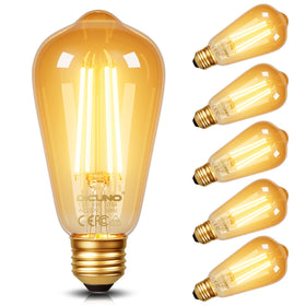 DiCUNO amber Edison bulb with 6W LED glow in amber glass for vintage ambiance