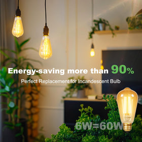 DiCUNO amber warm 2200K bulb delivers cozy atmosphere for dining or lounges
