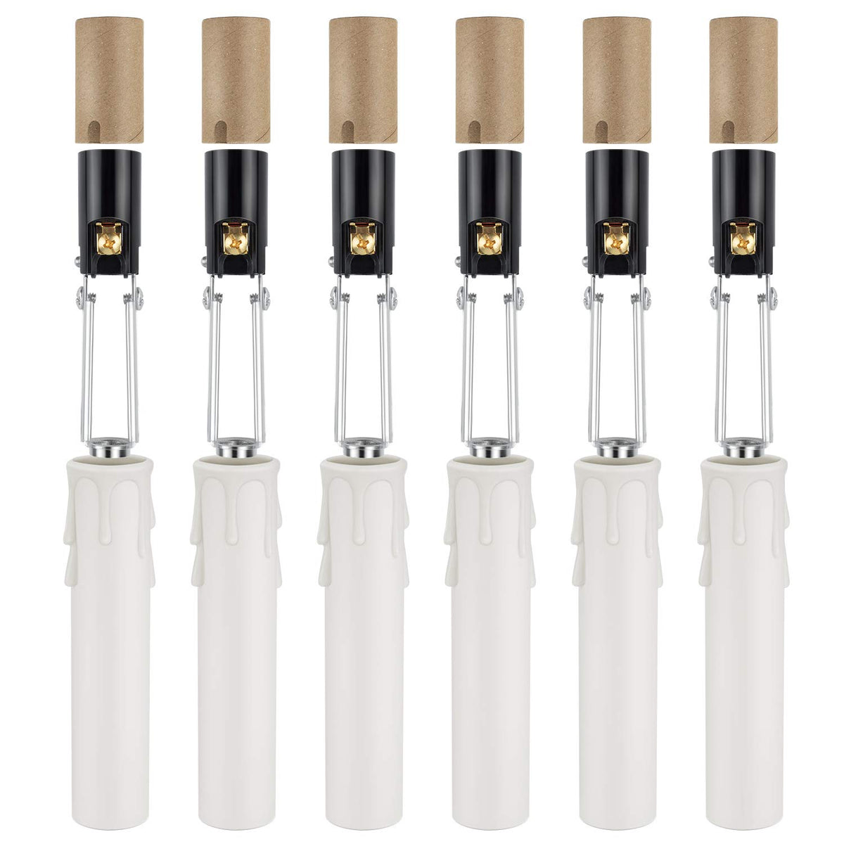 DiCUNO E12 length-adjustable socket with cardboard insulator for flexible chandelier setups.