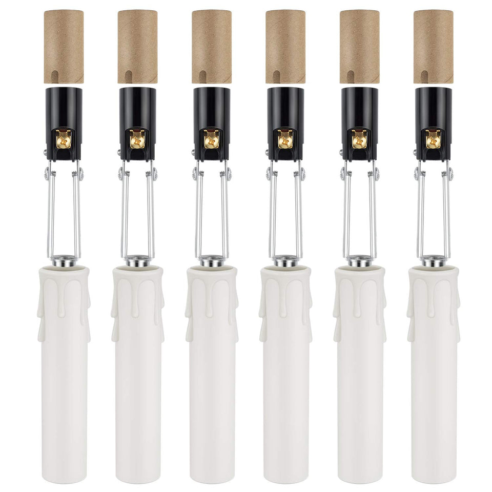 DiCUNO E12 length-adjustable socket with cardboard insulator for flexible chandelier setups.