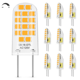 DiCUNO G8 LED bulb emits dimmable warm light for cabinet lighting.
