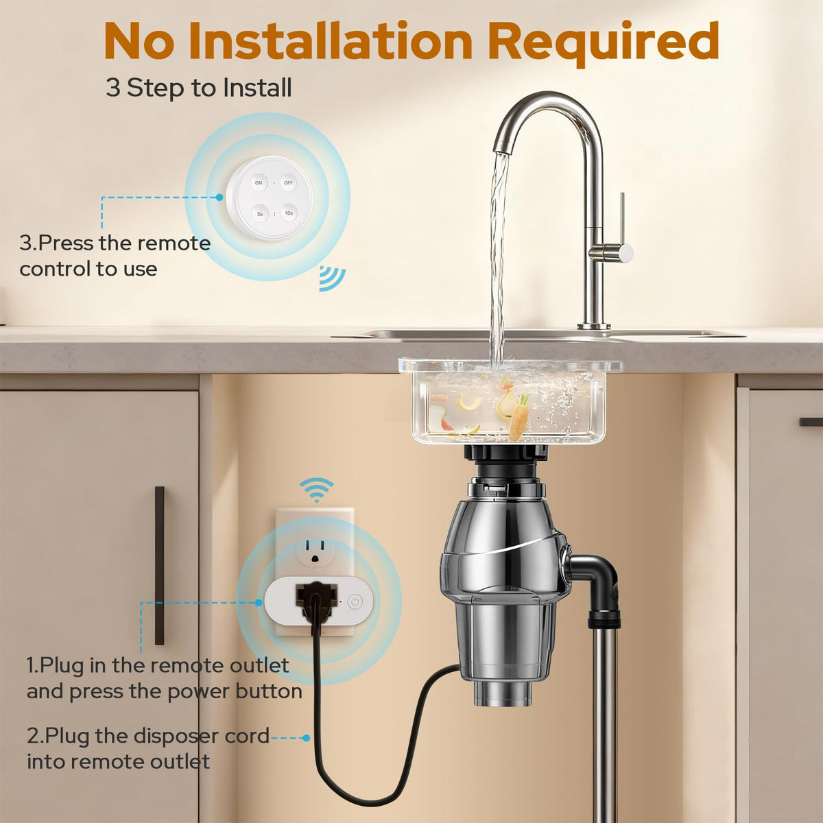Didikit 5 second timer mode for automatic shutoff of disposal