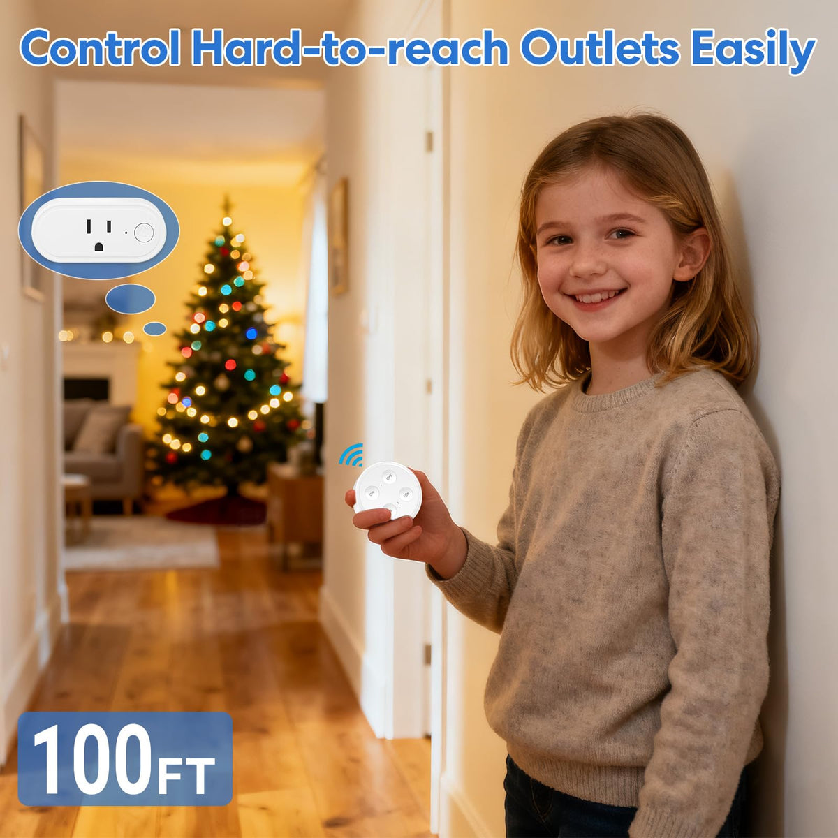Didikit compact 3-prong adapter does not block other outlets