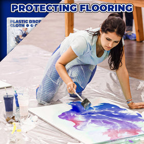 DIDISHU recyclable poly drop sheets protect furniture from paint splatters.