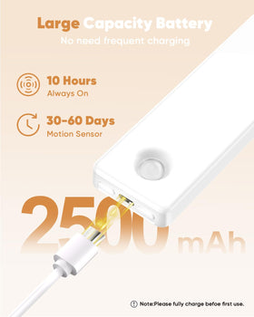 DiDiSky 2500mAh rechargeable battery powers long-lasting closet lighting.