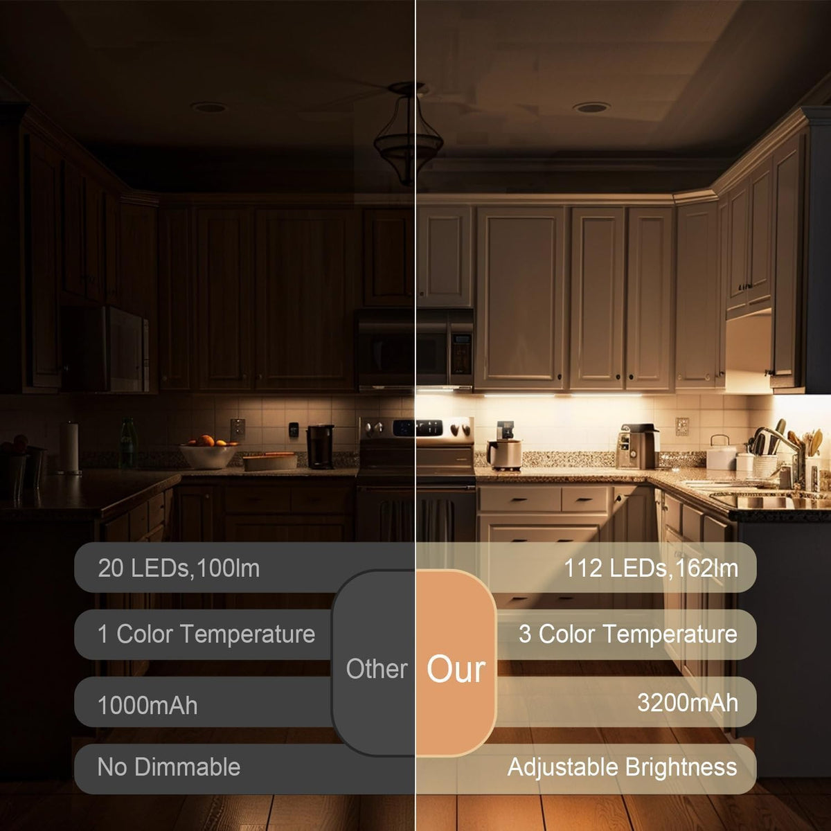 DiDiSky stick-on magnetic light attached to metal cabinet for easy placement