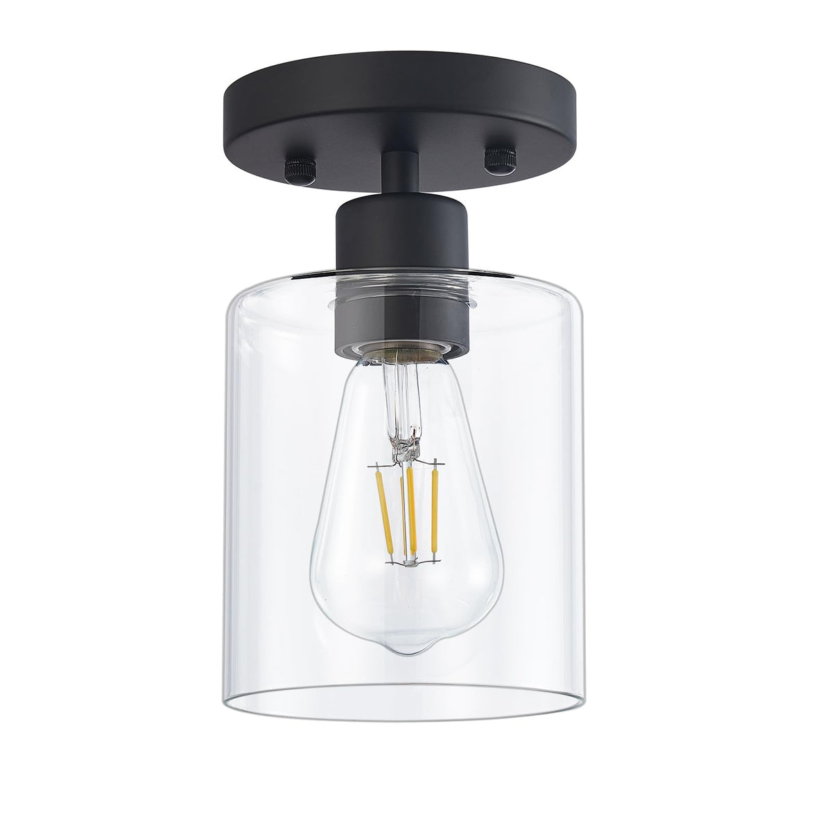 DIDUIO black semi-flush mount ceiling light in a modern living room for elegant brightness