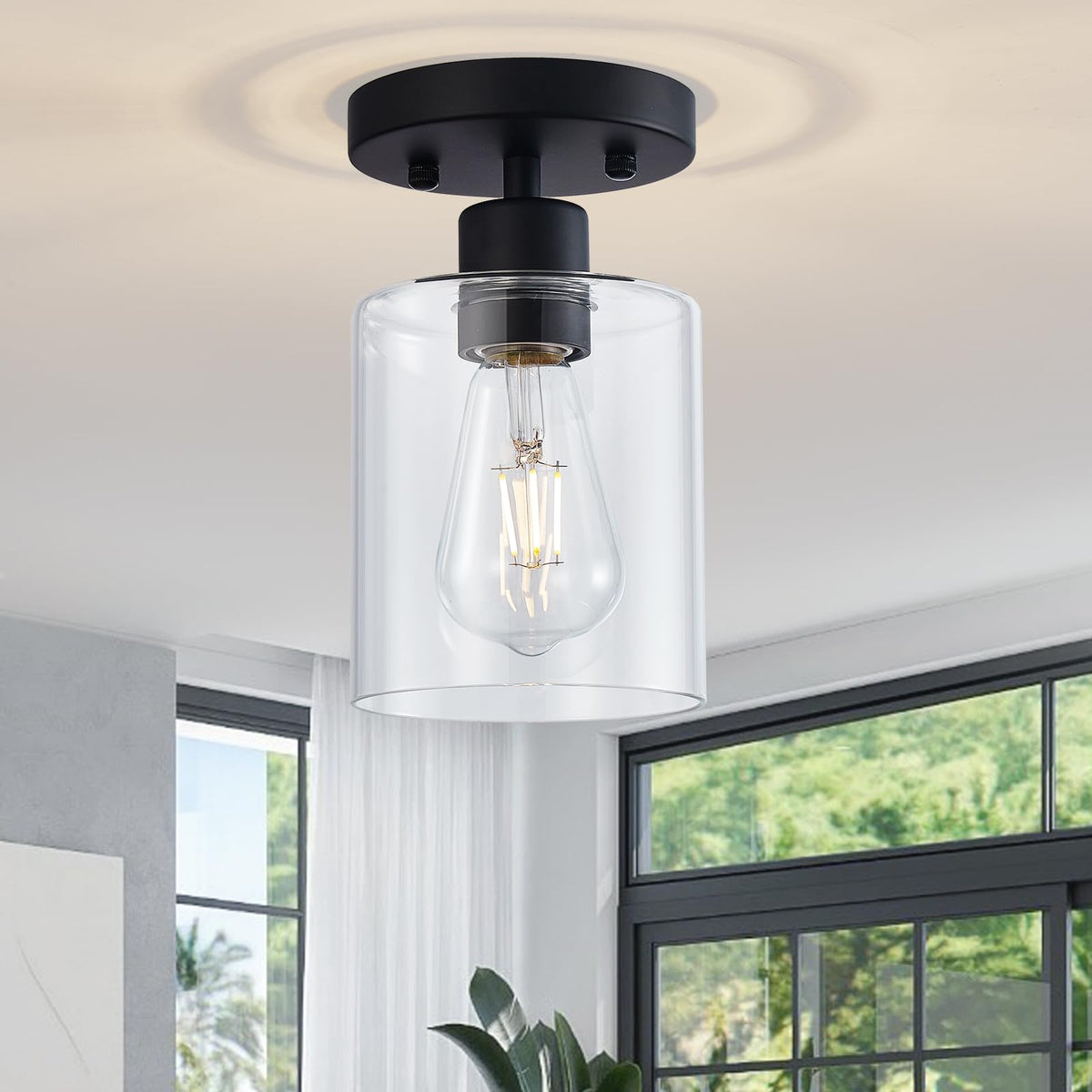 DIDUIO clear glass shade enhances bright, clear illumination in hallways and kitchens