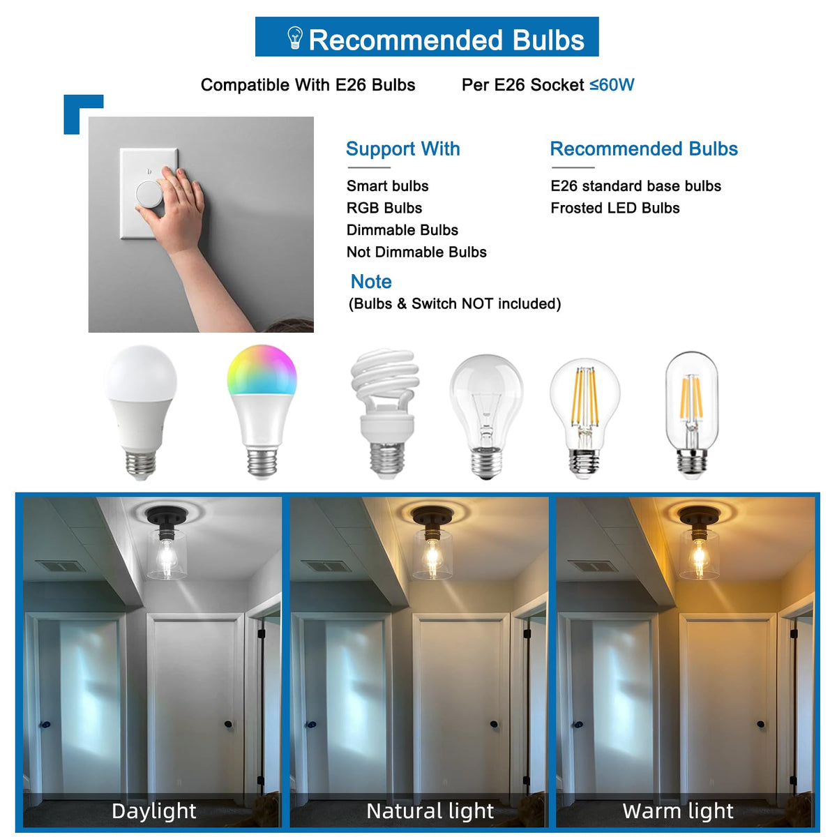 DIDUIO dimmable ceiling light works with compatible dimmers for adjustable mood