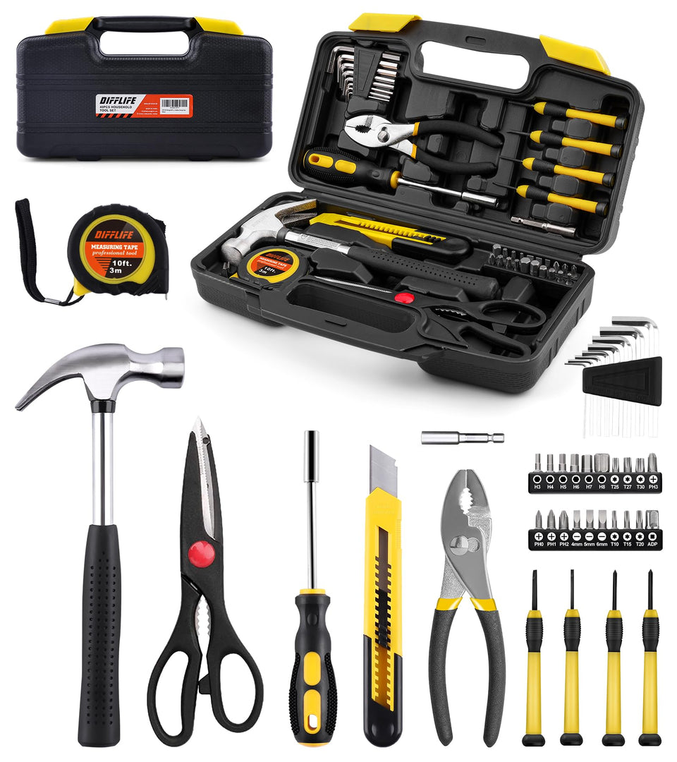 DIFFLIFE 40-piece tool set in case organized for home repairs