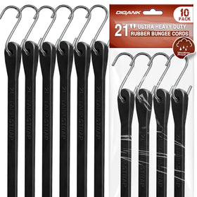 Digank 10-pack 21-inch bungee cords securing a tarp outdoors with reliable stretch