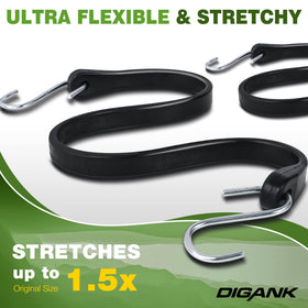 Close-up of Digank bungee cord hooks and EPDM rubber for durable outdoor use