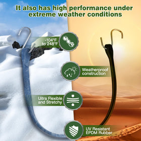 Digank bungee cords stretched to demonstrate 1.5x expansion for heavy loads