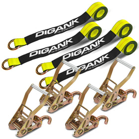 Digank car tie down kit overview with four straps and ratchets for secure cargo