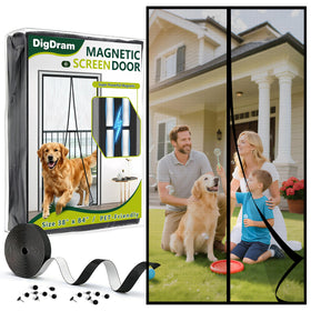 DIGDRAM magnetic screen door with magnets closing for hands-free entry
