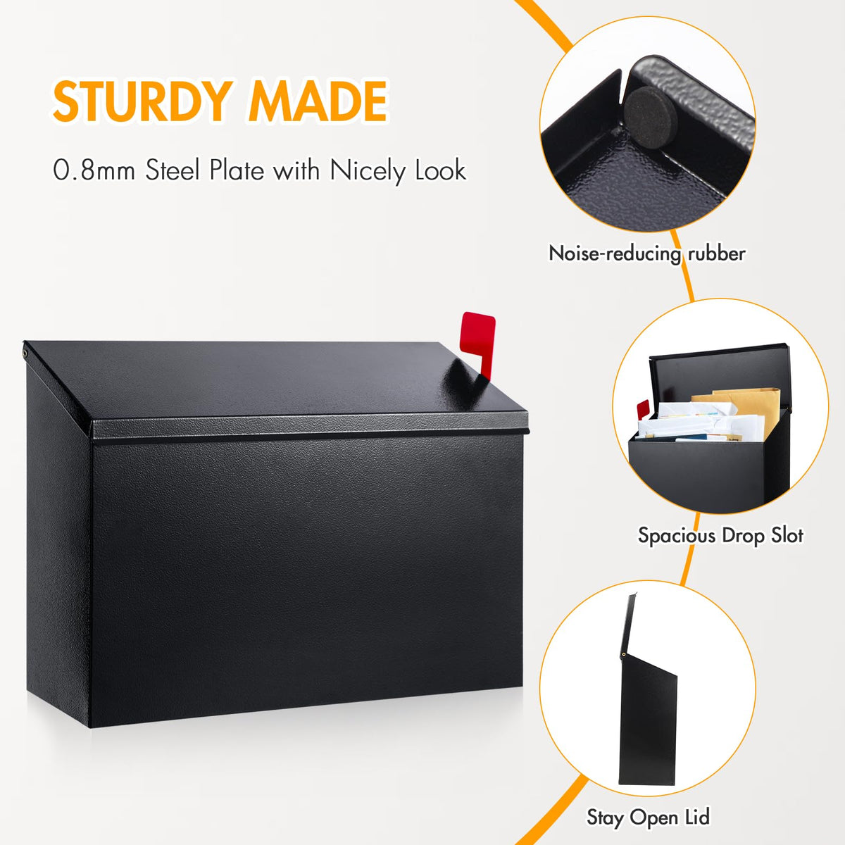 Diggoo top-slope design sheds rain to keep mail dry.