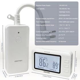 DIGITEN remote controller with backlit display enables precise temperature adjustments.