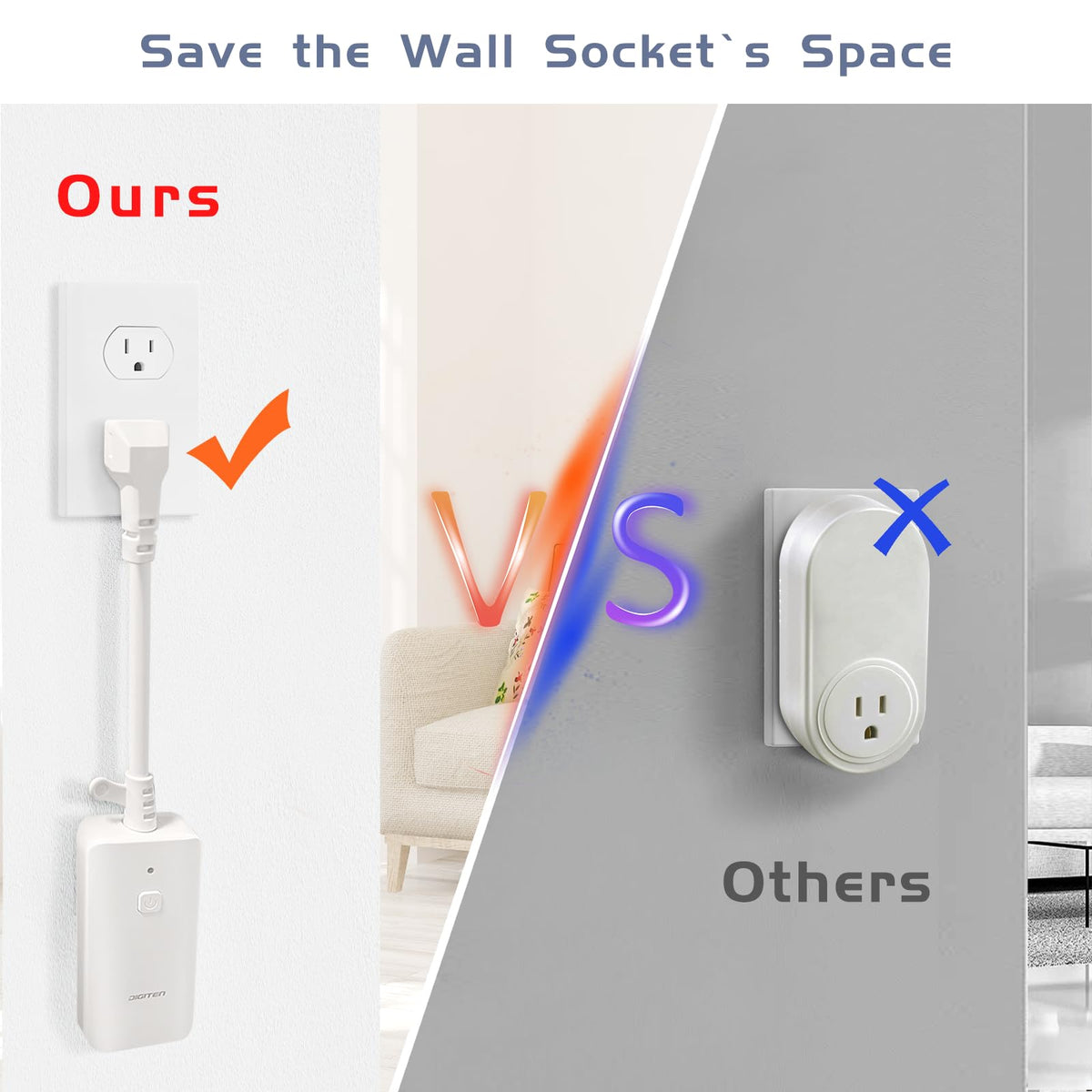 DIGITEN remote controller with high-precision sensor for heating or cooling modes.