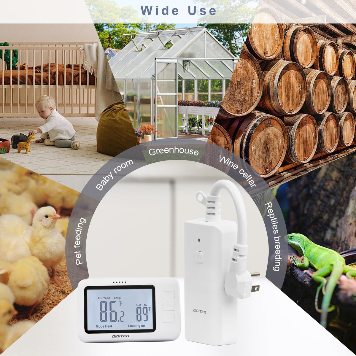 DIGITEN versatile use for ACs, fans, greenhouses, and pet habitats.