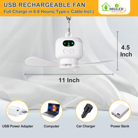 DIGLED 11-inch portable camping fan ready for rugged outdoor use.