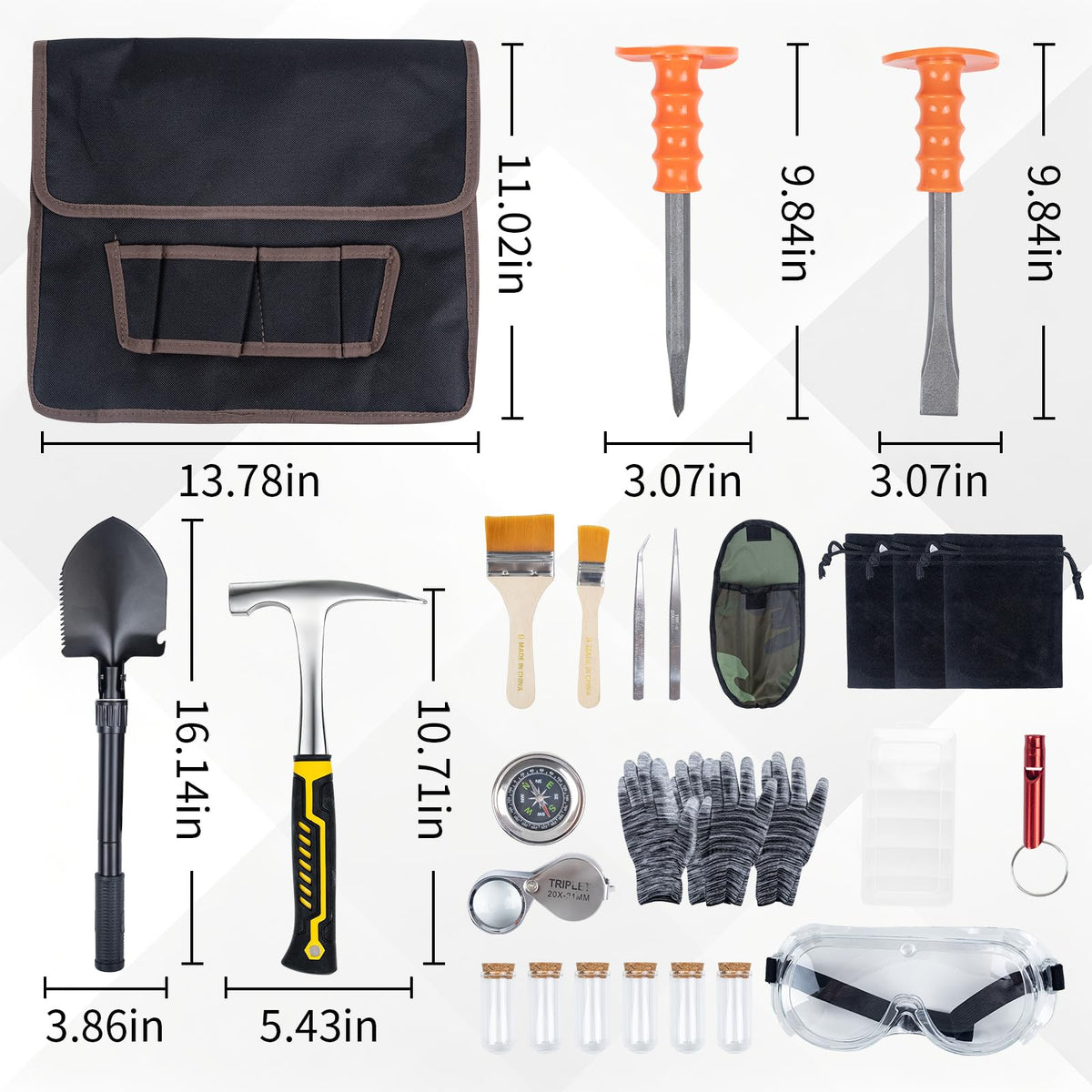 DigNew 25-piece geology kit – comprehensive field set for on-site geology tasks.