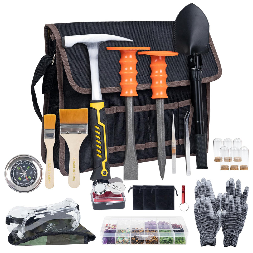 DigNew geology rock hammer kit – rugged field tool for prospecting and precise mineral collection.