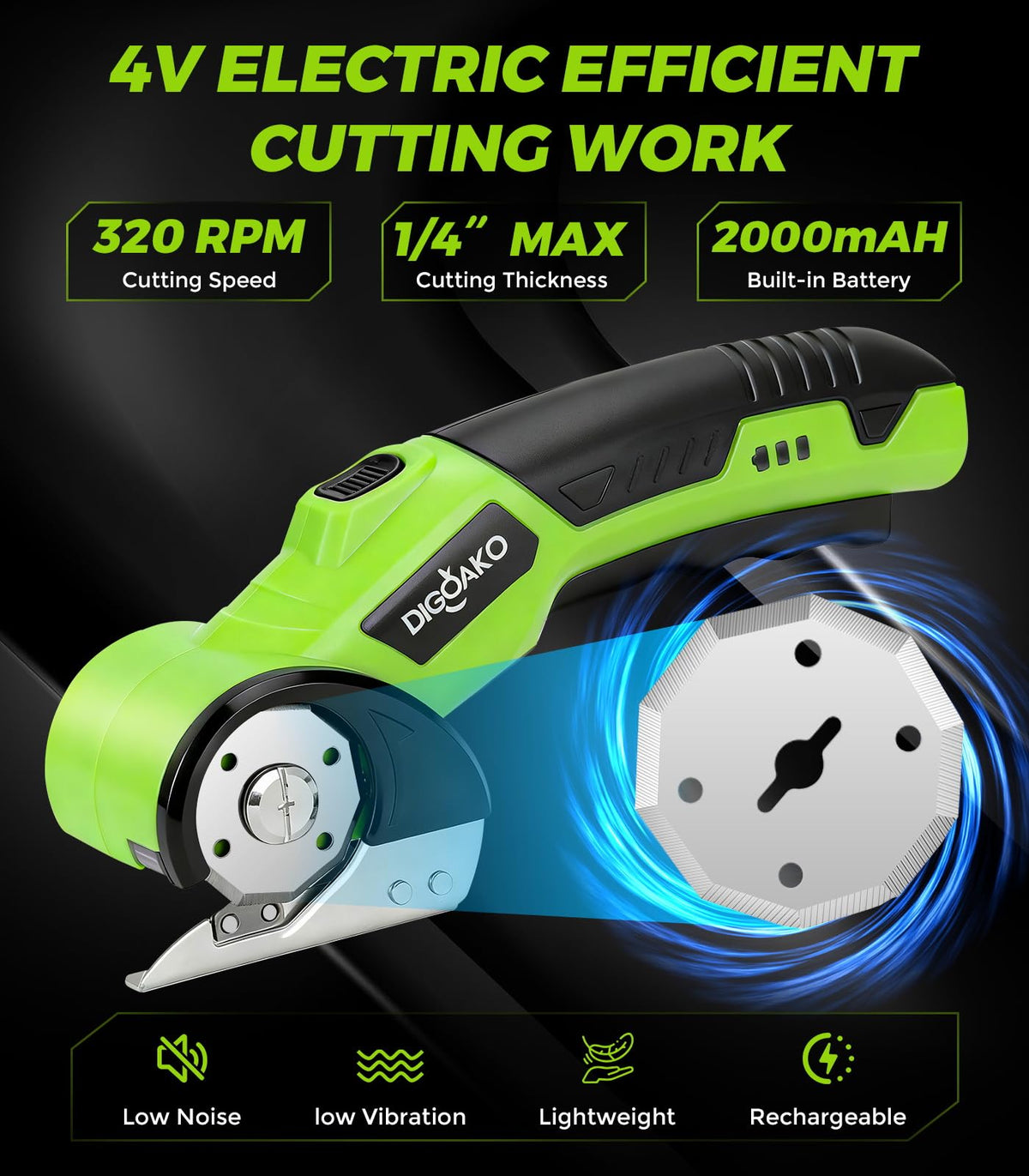 DIGOAKO Cardboard Cutter charging via USB-C for quick, portable power.