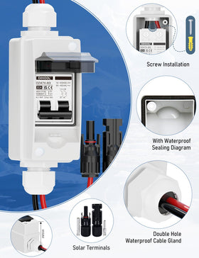 DIHOOL solar connectors with plug-and-play cables for quick wiring.