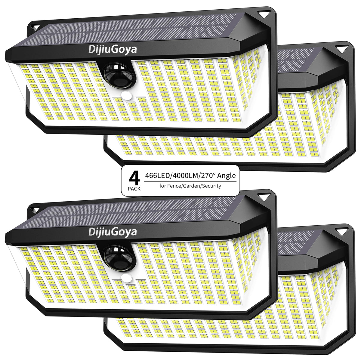 DijiuGoya solar security lights with 466-led brightness for bright outdoor illumination