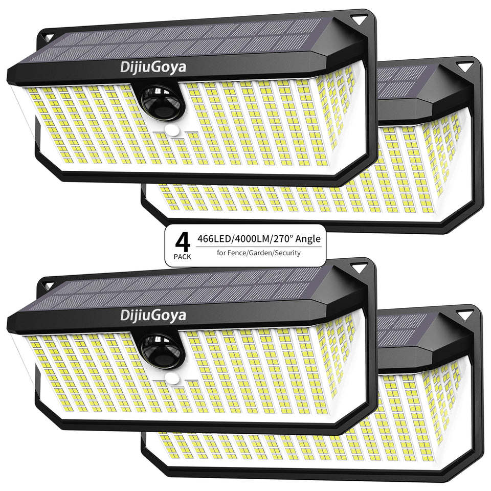 DijiuGoya solar security lights with 466-led brightness for bright outdoor illumination