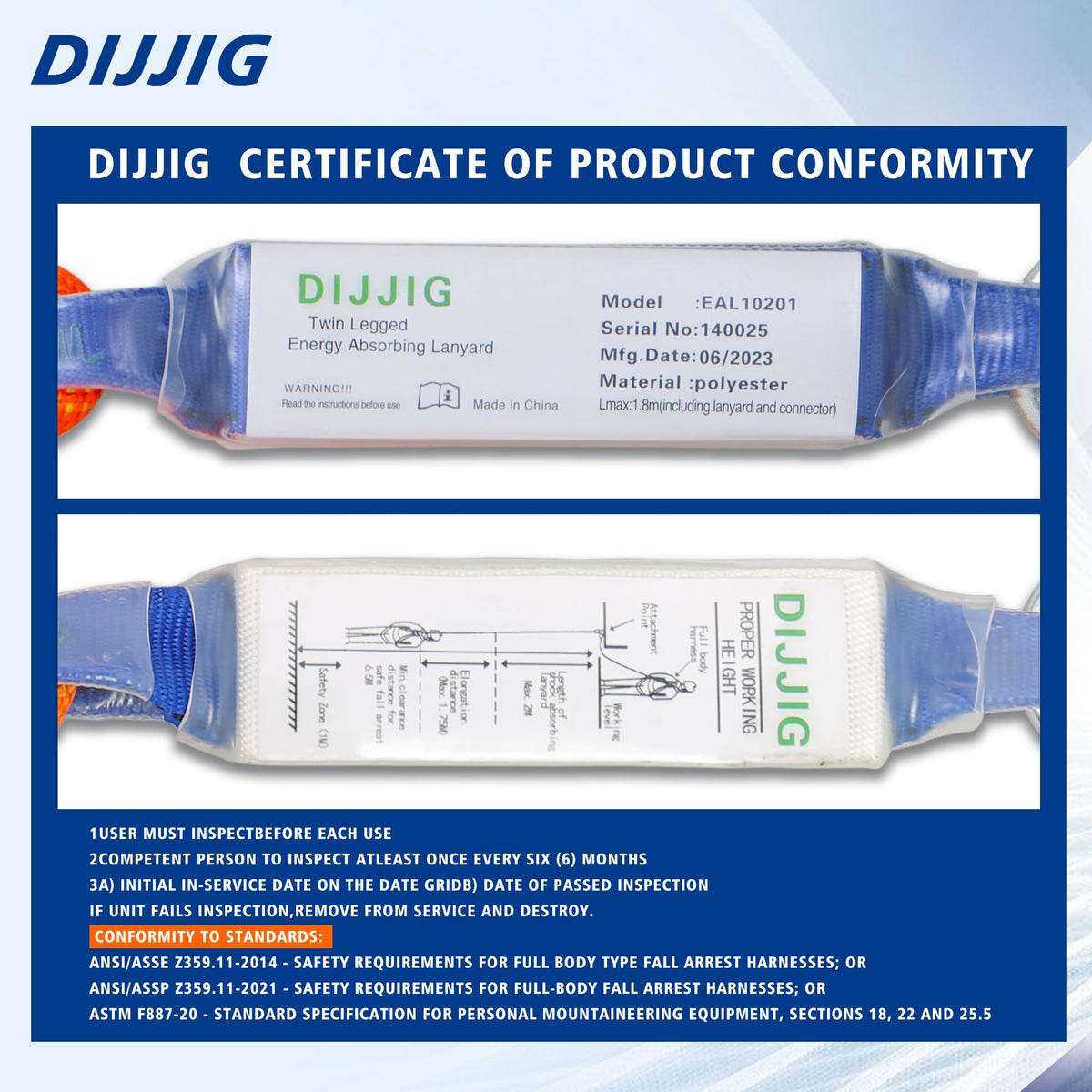 DIJJIG ANSI/OSHA compliant safety label confirms standards