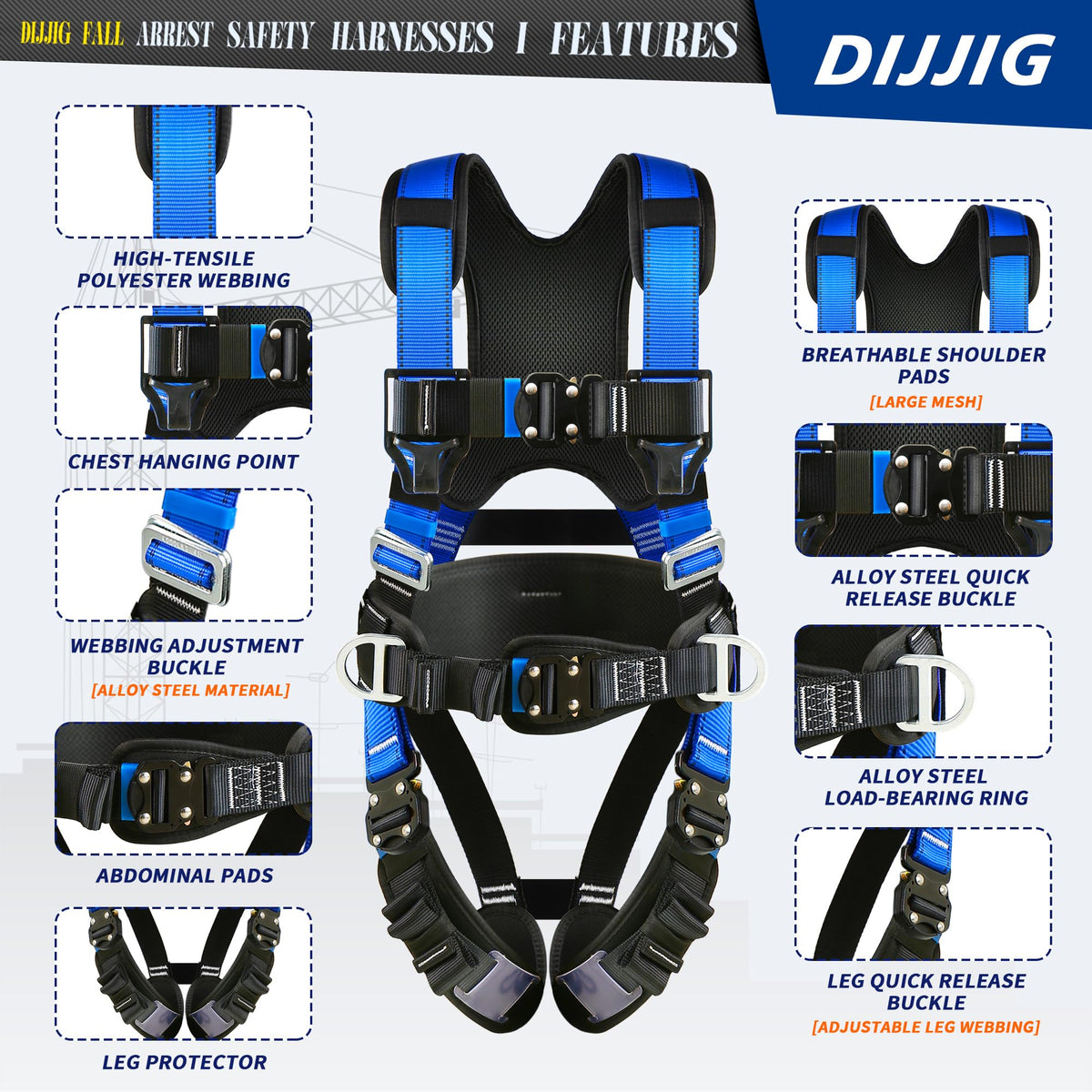 DIJJIG back pad breathable area for comfortable wear during long shifts