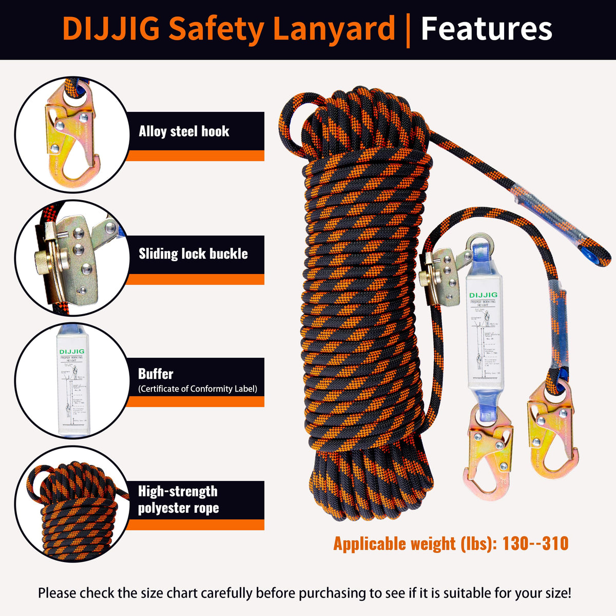 DIJJIG life rope assembly enables smooth travel along the line.