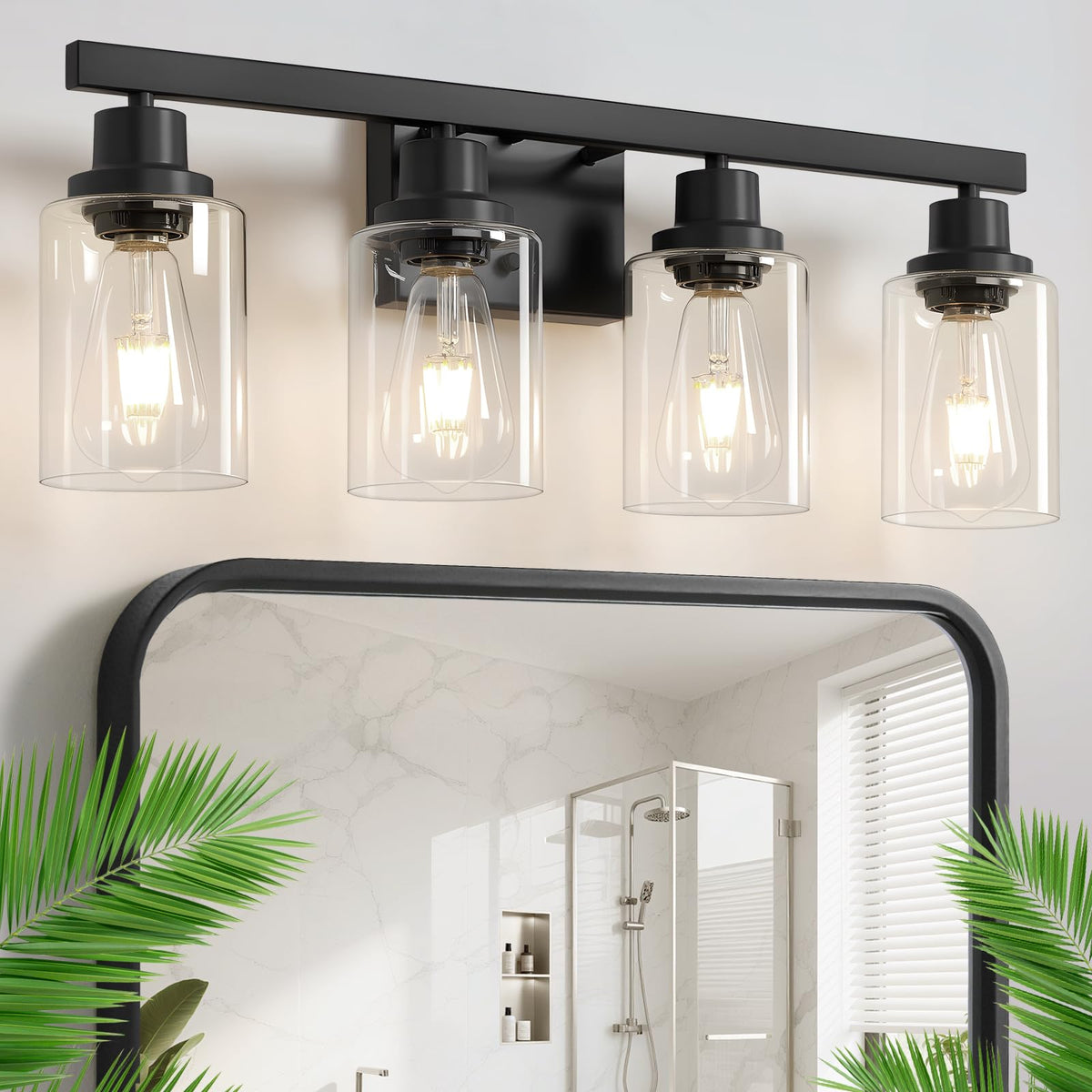 DIKAIDA clear glass shades detail on the vanity light