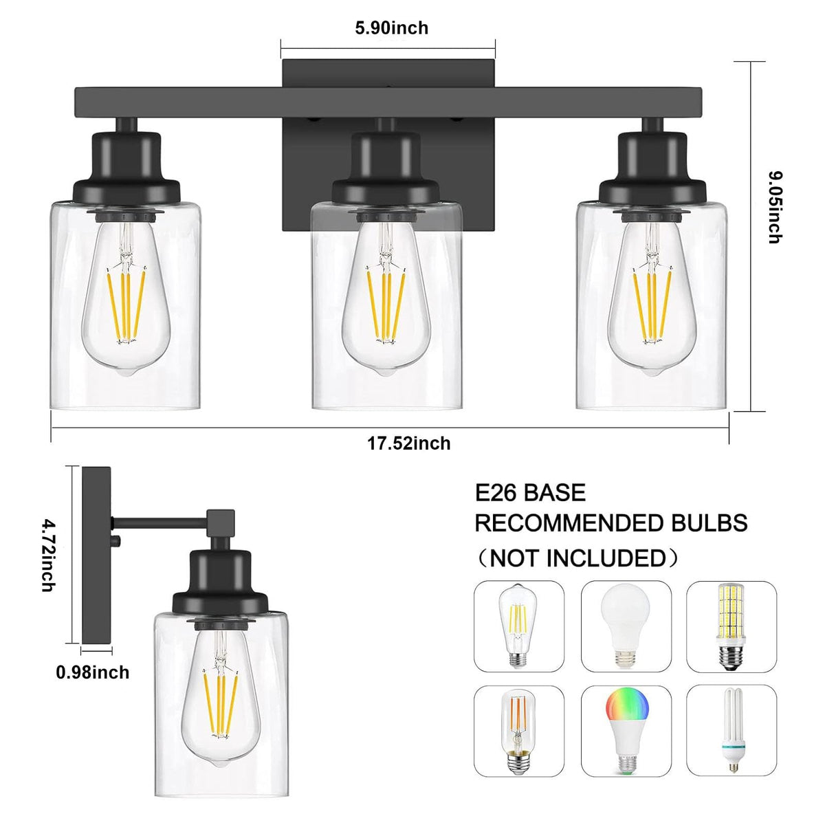 DIKAIDA farmhouse black sconce complements multiple spaces like bathroom or hallway.
